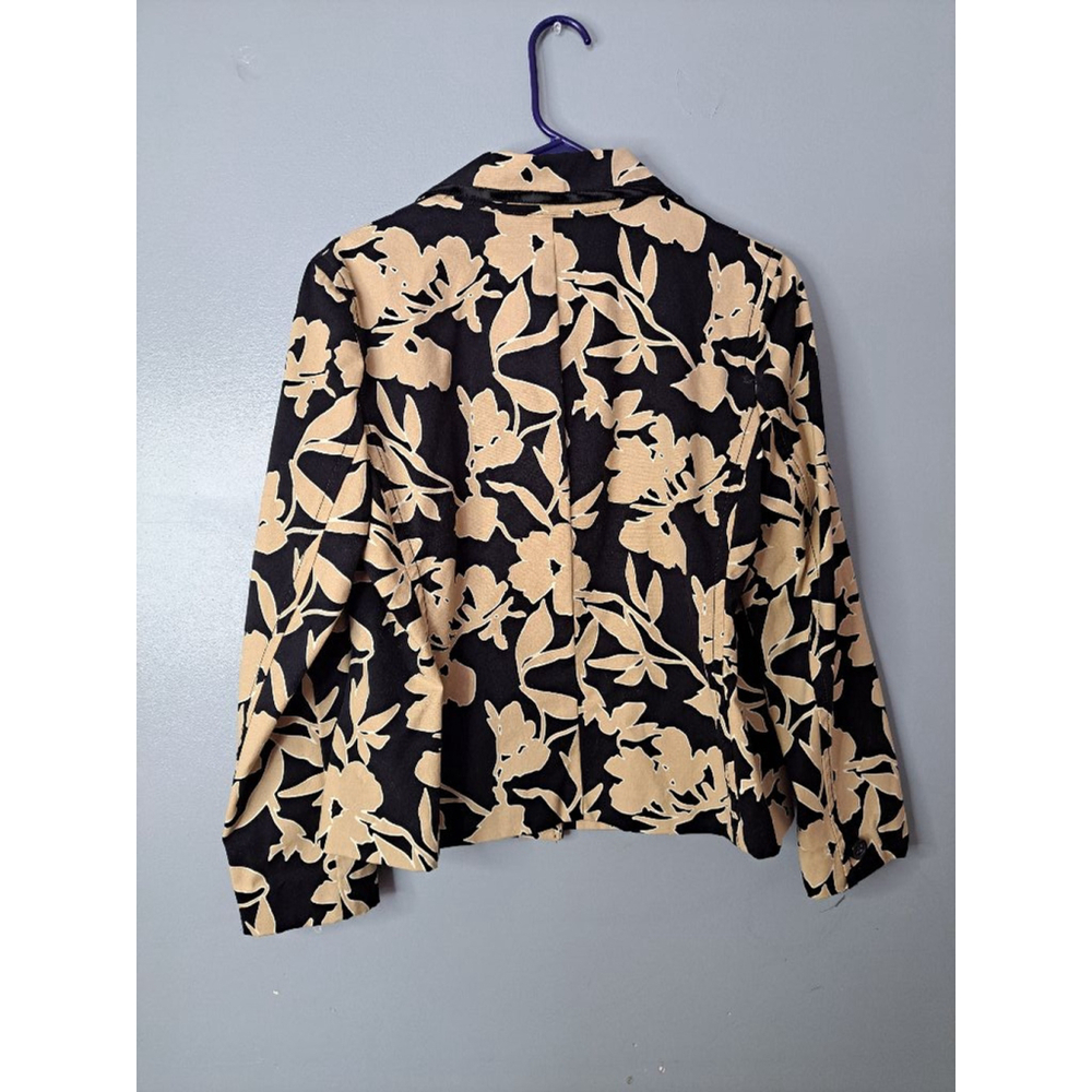 Women's Liz Claiborne Floral Blazer Size 10 Black Beige - Picture 6 of 6